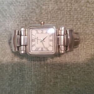 Chricos Tank Square Silver Tone Ladies Bangle Watch Rustic Art Deco 25mm